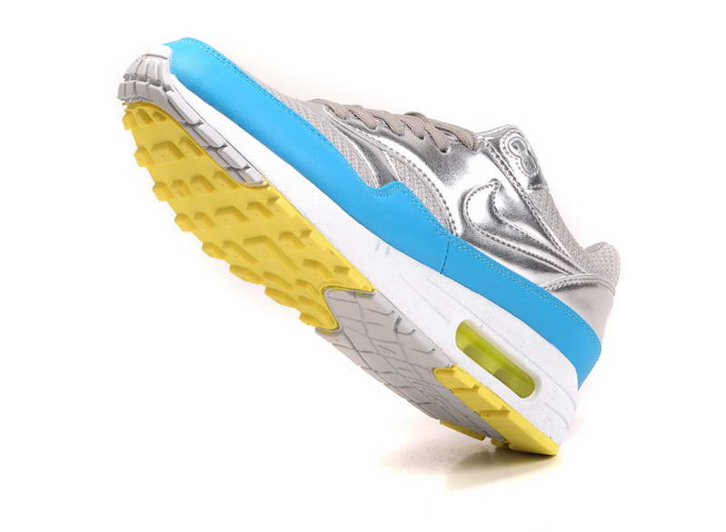 Nike Air Max 1 87 fourrure Chaussures Hommes gris argent bleu (2)